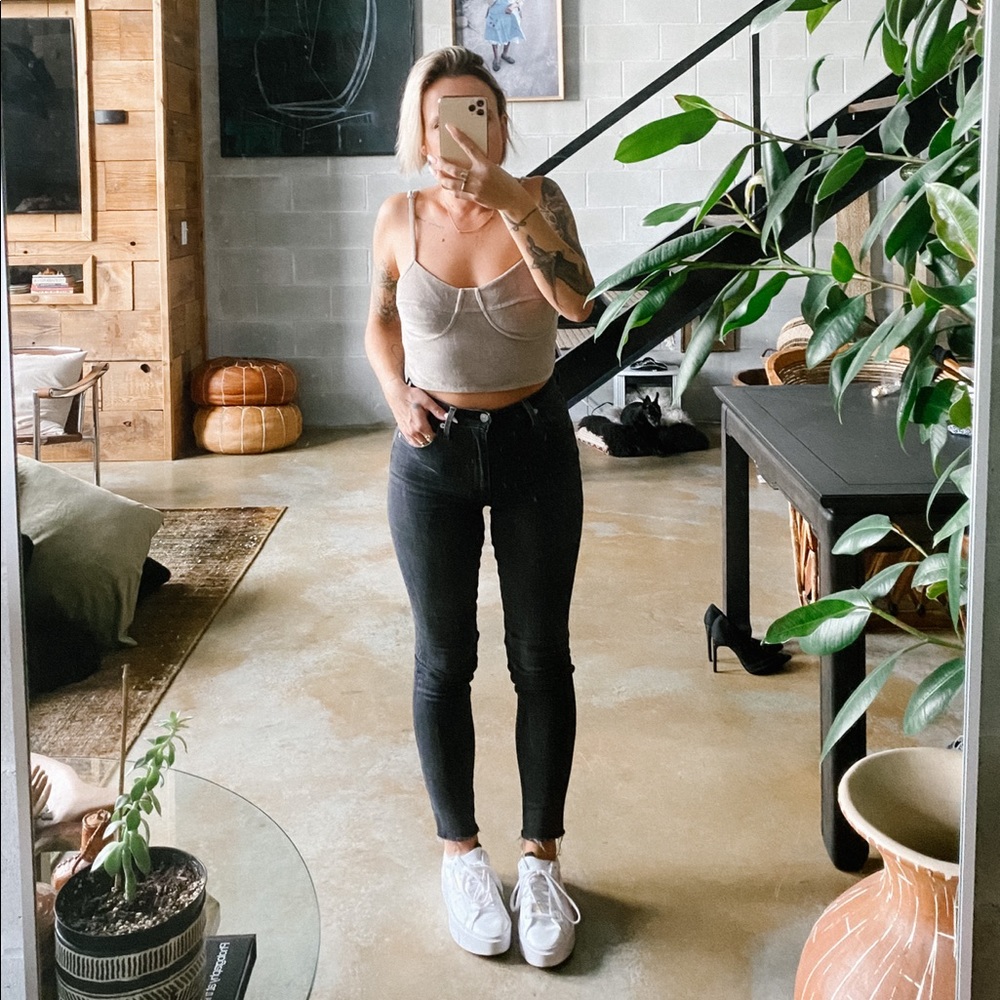 GREY VELVET BUSTIER/ BRALETTE STYLE TANK TOP